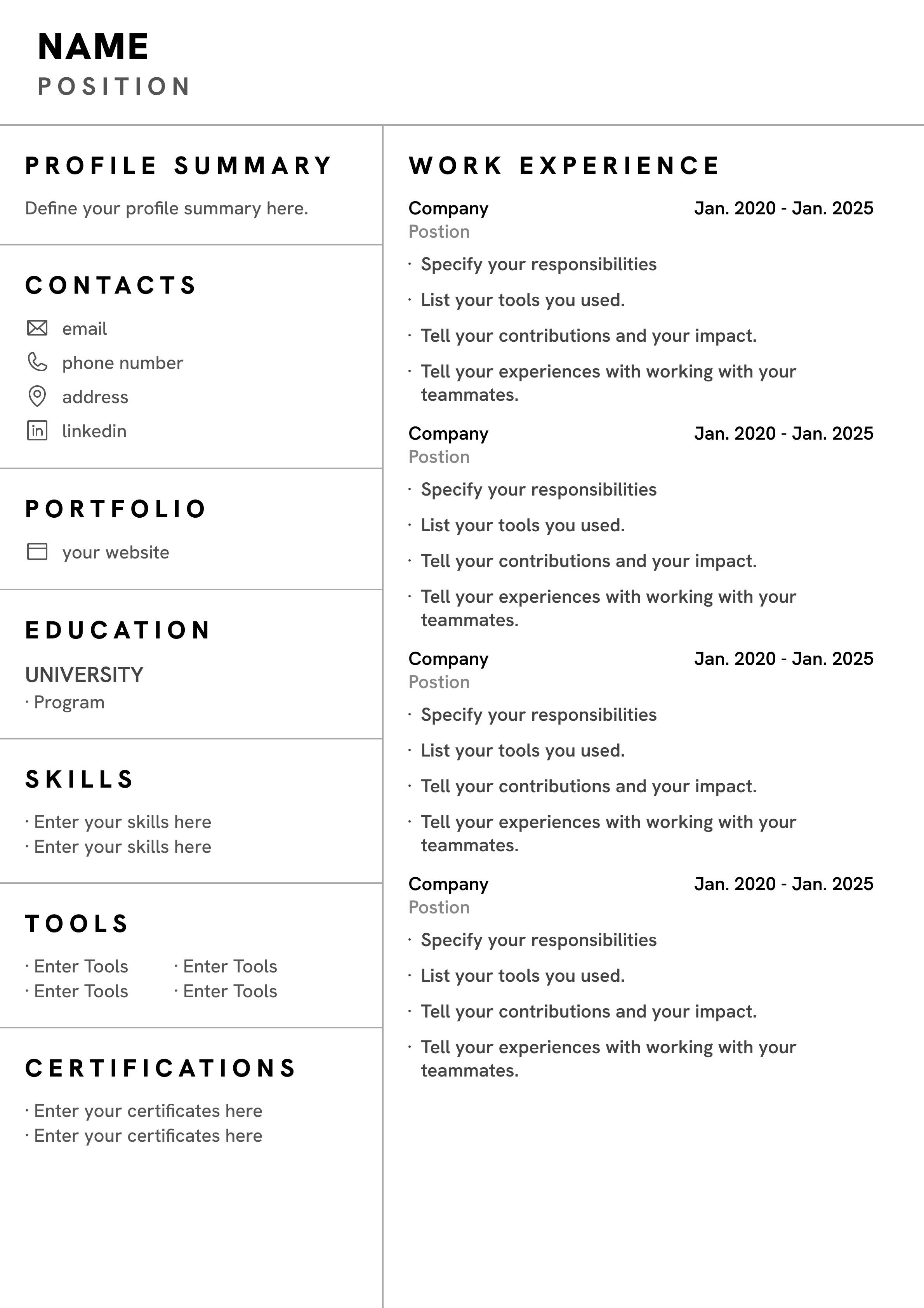 A professional and modern resume template